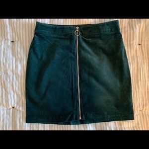 High waisted zip up suede mini skirt NWOT green